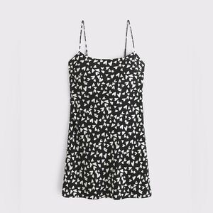 Abercrombie & Fitch Julia Heart Print Valentines Slip Mini Dress Small Black